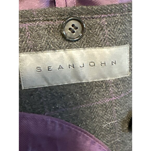 Sean John Mens Double-Breasted Blazer Gray Wool Blend Large - Picture 5 of 10